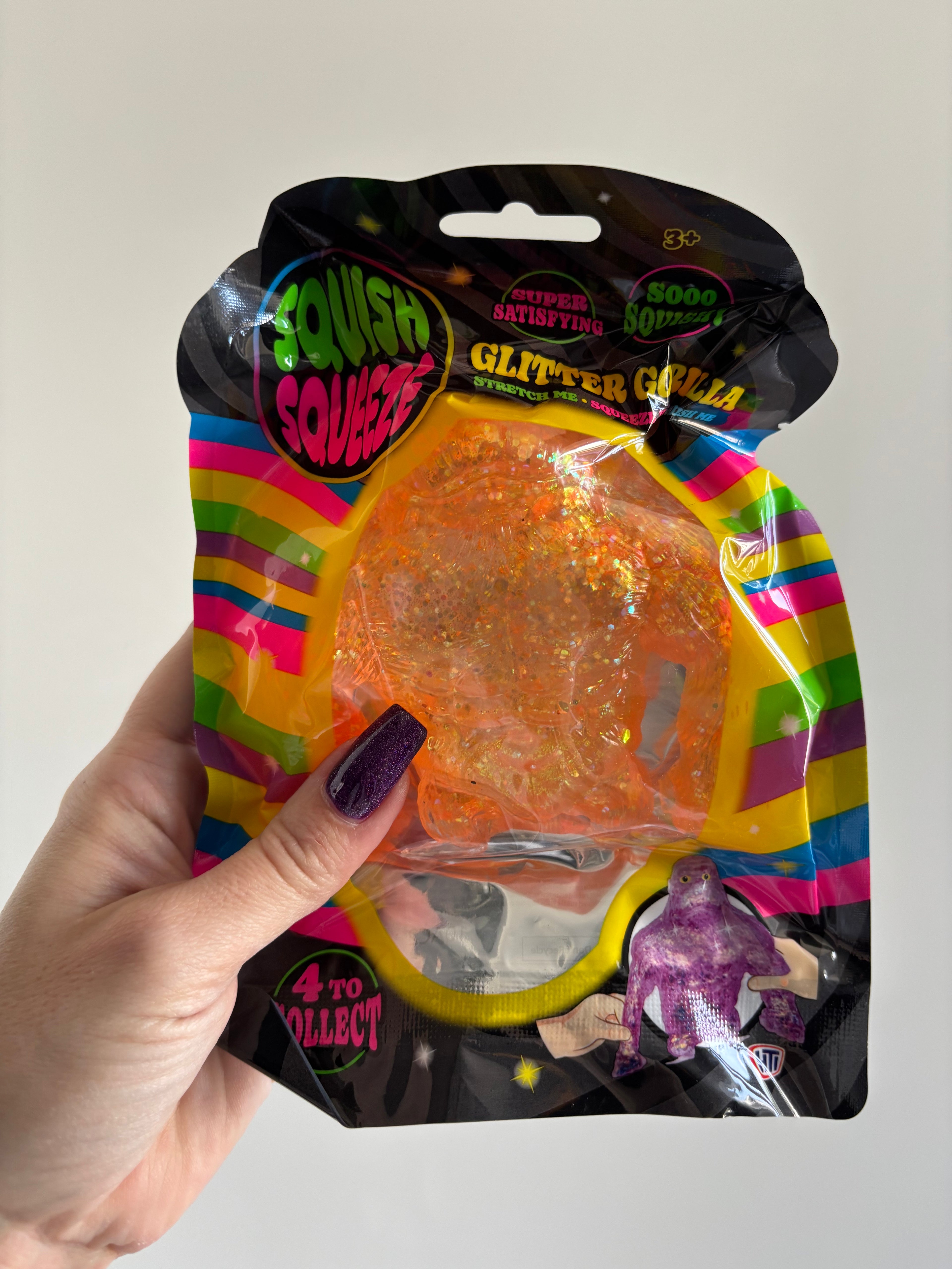 Squish squeeze glitter gorilla